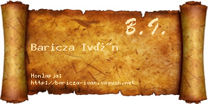 Baricza Iván névjegykártya